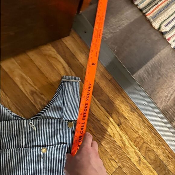 Vintage Toughskins Sears Striped Conductor Overalls Sz 32 x 30 - Picture 9 of 11